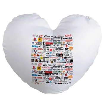 Video Game Studio Logos, Μαξιλάρι καναπέ καρδιά 40x40cm περιέχεται το  γέμισμα