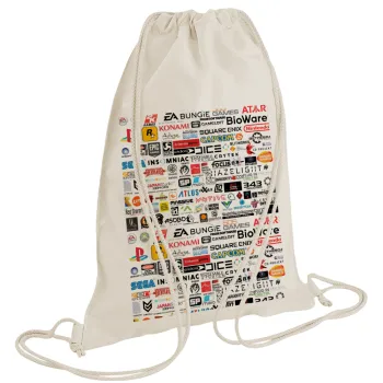 Video Game Studio Logos, Τσάντα πλάτης πουγκί GYMBAG natural (28x40cm)