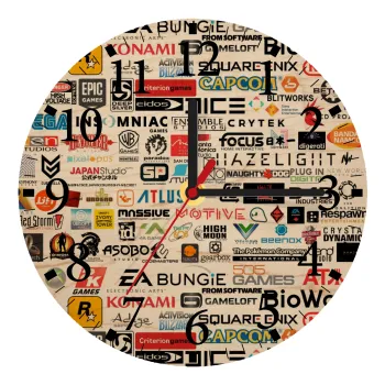 Video Game Studio Logos, Ρολόι τοίχου ξύλινο plywood (20cm)