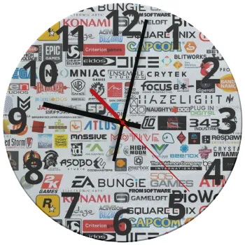 Video Game Studio Logos, Ρολόι τοίχου γυάλινο (30cm)