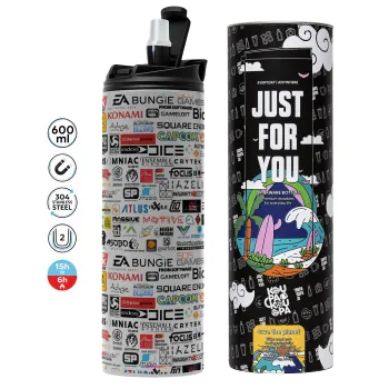 Video Game Studio Logos, Tumbler stainless steel GREY 600ml