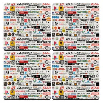 Video Game Studio Logos, ΣΕΤ 4 Σουβέρ ξύλινα τετράγωνα (9cm)