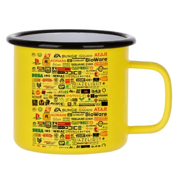 Video Game Studio Logos, Metallic enamel MATT Yellow cup 360ml