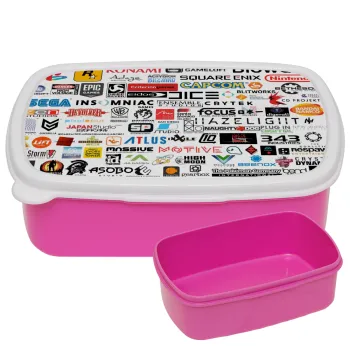 Video Game Studio Logos, ΡΟΖ παιδικό δοχείο φαγητού (lunchbox) πλαστικό (BPA-FREE) Lunch Βox M18 x Π13 x Υ6cm
