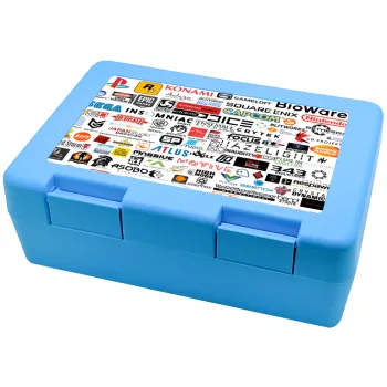 Video Game Studio Logos, Children's cookie container LIGHT BLUE 185x128x65mm (BPA free plastic)