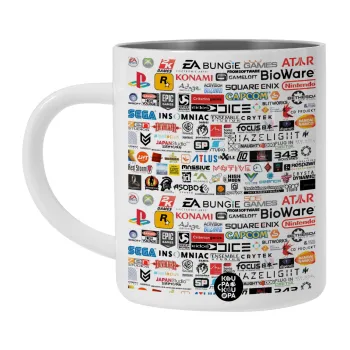 Video Game Studio Logos, Λευκή Ανοξείδωτη Μεταλλική Κούπα 450ml - Διπλού Τοιχώματος 