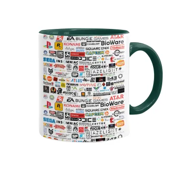 Video Game Studio Logos, Mug colored green, ceramic, 330ml