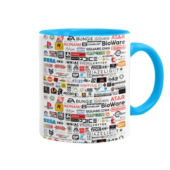 Video Game Studio Logos, Κούπα χρωματιστή γαλάζια, κεραμική, 330ml