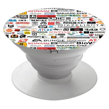 Video Game Studio Logos, Phone Holders Stand  White Hand-held Mobile Phone Holder