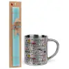 Easter Set, metallic thermal cup (300ml) & aromatic flat Easter candle (30cm) (TURQUOISE)