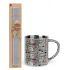 Easter Set, metallic thermal cup (300ml) & Easter aromatic flat candle (30cm) (GRAY)