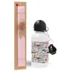 Easter Set, metallic aluminum bottle (500ml) & aromatic flat Easter candle (30cm) (PINK)