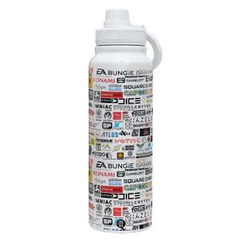 Video Game Studio Logos, Θερμός 1L Ανοξείδωτο με Βάση Κινητού & Διπλά Τοιχώματα