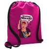 Backpack pouch GYMBAG Fuchsia, with pocket (40x48cm) & thick cords