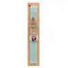 Easter Set, wooden keychain & aromatic flat Easter candle (30cm) (TURQUOISE)