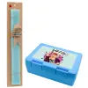 Easter Set, children's snack container BLUE & Easter aromatic flat candle (30cm) (TURQUOISE)