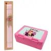 Easter Set, children's snack container PINK & scented flat Easter candle (30cm) (PINK)