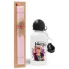 Easter Set, metallic aluminum bottle (500ml) & aromatic flat Easter candle (30cm) (PINK)