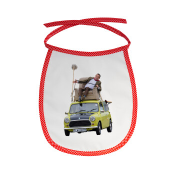 Mr. Bean mini 1000, Σαλιάρα μωρού αλέκιαστη με κορδόνι Κόκκινη