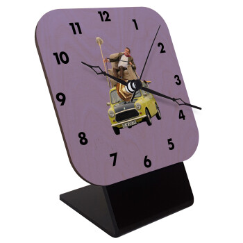 Mr. Bean mini 1000, Quartz Table clock in natural wood (10cm)