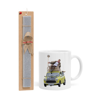 Mr. Bean mini 1000, Πασχαλινό Σετ, Κούπα κεραμική (330ml) & πασχαλινή λαμπάδα αρωματική πλακέ (30cm) (ΓΚΡΙ)