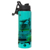 Metallic water bottle with safety lid, 850ml aluminum