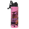 Metallic water bottle with safety lid, 850ml aluminum