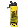 Metallic water bottle with safety lid, 850ml aluminum