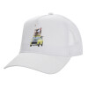 Structured Trucker Adult Hat, with Mesh, WHITE (100% COTTON, ADULT, UNISEX, ONE SIZE)