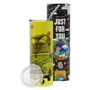 Neon Yellow Travel Tumbler, with metal straw (Stainless steel 304 Food grade, BPA free, 600ml)