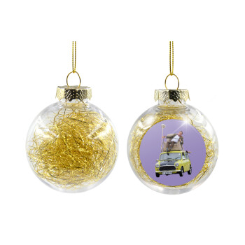 Mr. Bean mini 1000, Χριστουγεννιάτικη μπάλα δένδρου διάφανη με χρυσό γέμισμα 8cm
