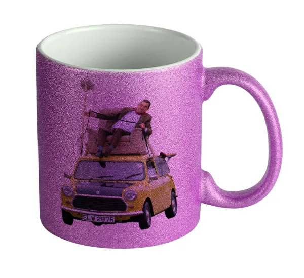 Mr. Bean mini 1000 — Purple glitter mug that sparkles, ceramic, 330ml