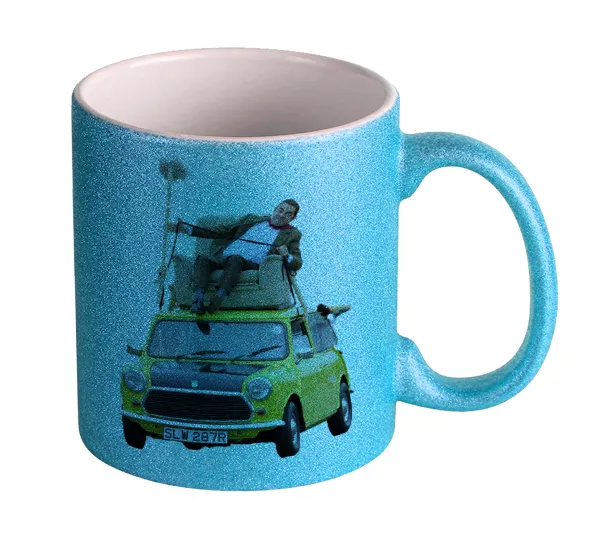 Mr. Bean mini 1000 — Κούπα Σιέλ Glitter που γυαλίζει, κεραμική, 330ml