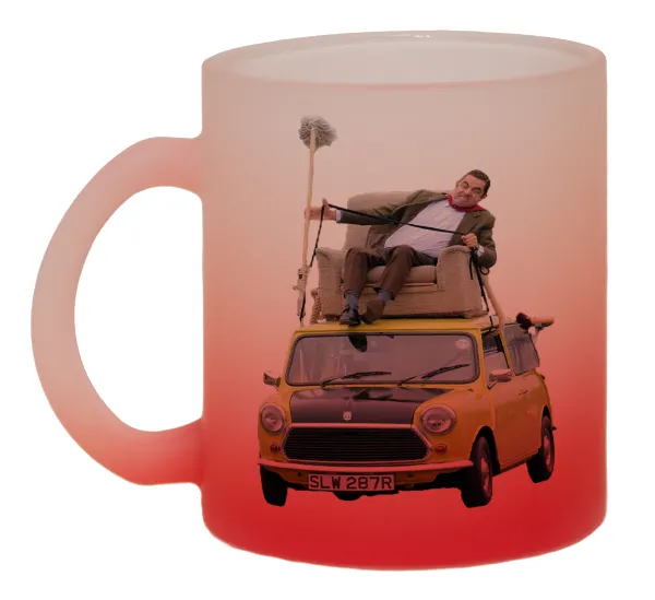Mr. Bean mini 1000 — Two-tone glass mug with matte red base, 330ml