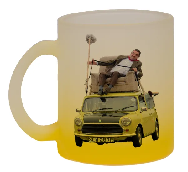 Mr. Bean mini 1000 — Κούπα γυάλινη δίχρωμη με βάση το κίτρινο ματ, 330ml