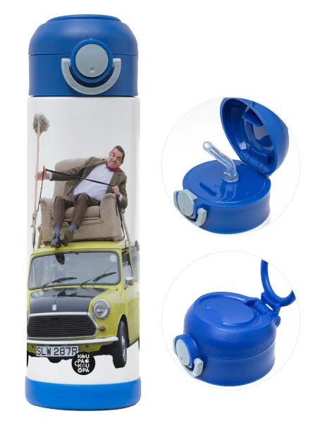 Mr. Bean mini 1000 — Παιδικό παγούρι θερμό, ανοξείδωτο, με καλαμάκι ασφαλείας, ΜΠΛΕ (500ml)