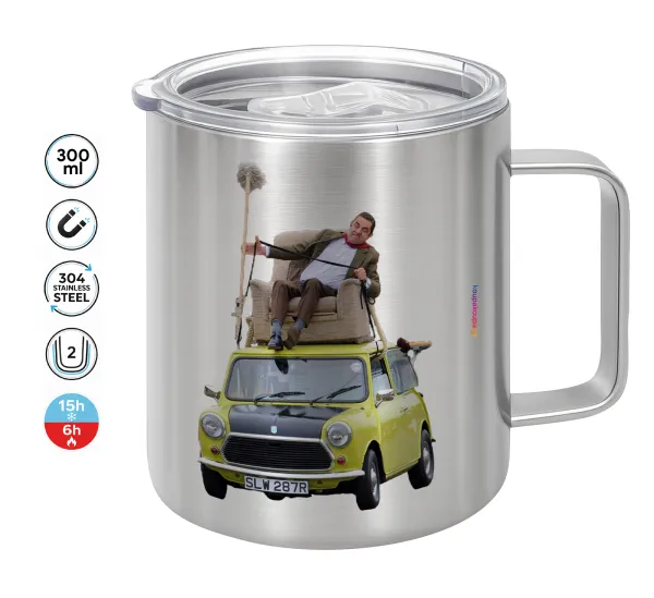 Mr. Bean mini 1000 — Double-walled stainless steel mug 300ml with temperature-retaining lid
