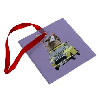 Mr. Bean mini 1000, Christmas ornament, glass square ornament 9x9cm