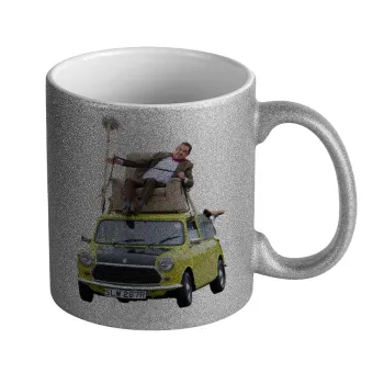 Mr. Bean mini 1000, Κούπα Ασημένια Glitter που γυαλίζει, κεραμική, 330ml
