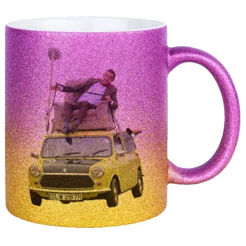 Mr. Bean mini 1000, Κούπα Χρυσή/Ροζ Glitter, κεραμική, 330ml