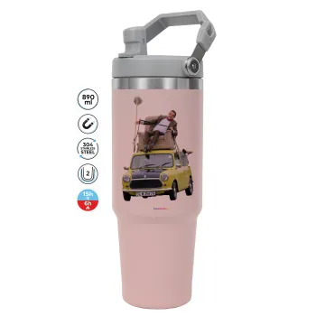 Mr. Bean mini 1000, Pink color, 890ml (30oz) stainless Steel Tumbler with Handle
