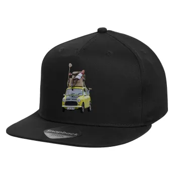 Mr. Bean mini 1000, Καπέλο παιδικό Flat Snapback, Μαύρο (100% ΒΑΜΒΑΚΕΡΟ, ΠΑΙΔΙΚΟ, UNISEX, ONE SIZE)