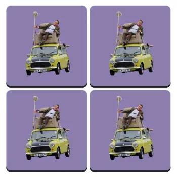 Mr. Bean mini 1000, ΣΕΤ 4 Σουβέρ ξύλινα τετράγωνα (9cm)