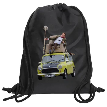 Mr. Bean mini 1000, Backpack pouch GYMBAG Black, with pocket (40x48cm) & thick cords