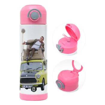 Mr. Bean mini 1000, Παιδικό παγούρι θερμό, ανοξείδωτο, με καλαμάκι ασφαλείας, ΡΟΖ (500ml)
