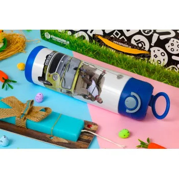 Mr. Bean mini 1000, Πασχαλινή Λαμπάδα με Παιδικό παγούρι θερμό, ανοξείδωτο, με καλαμάκι ασφαλείας, ΜΠΛΕ (500ml)