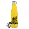 Yellow Stainless Steel Metallic Thermos, double-walled, 500ml