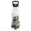 Παγούρι νερού Λευκό με καλαμάκι, ανοξείδωτο ατσάλι 600ml