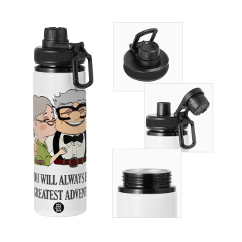 UP, YOU WILL ALWAYS BE MY GREATEST ADVENTURE, Metal water bottle with safety cap, aluminum 850ml
