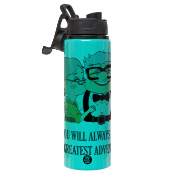 UP, YOU WILL ALWAYS BE MY GREATEST ADVENTURE, Metallic water bottle with safety lid, 850ml aluminum